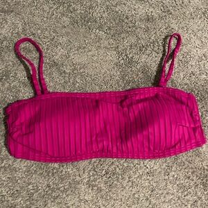 Pink bandeau swimsuit with removable straps and padding!